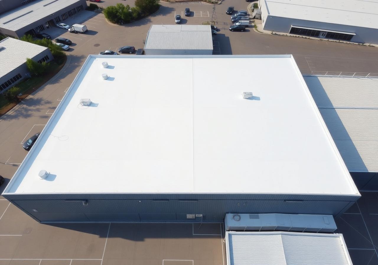 Aerial of commercial flat roof