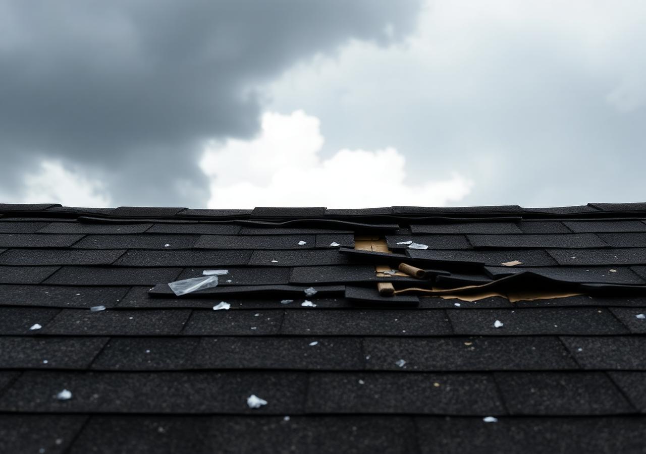 Storm-damaged commercial roof